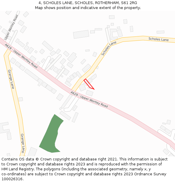 4, SCHOLES LANE, SCHOLES, ROTHERHAM, S61 2RG: Location map and indicative extent of plot