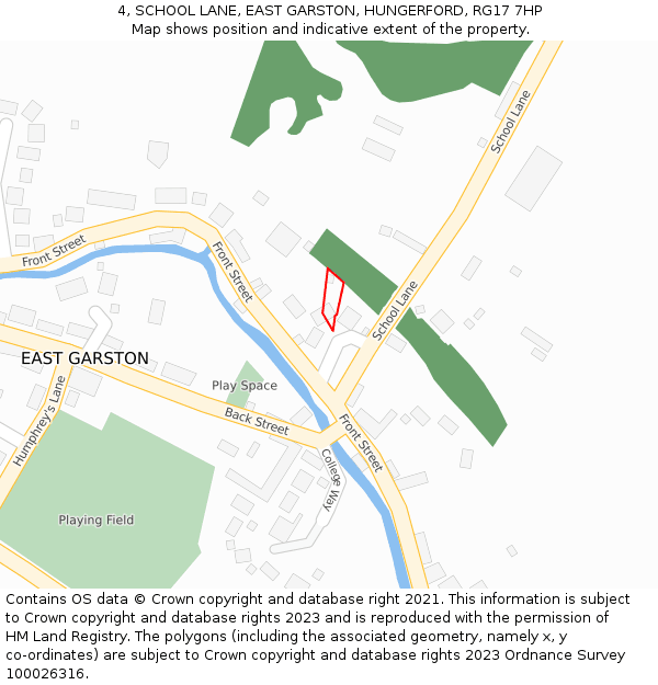 4, SCHOOL LANE, EAST GARSTON, HUNGERFORD, RG17 7HP: Location map and indicative extent of plot