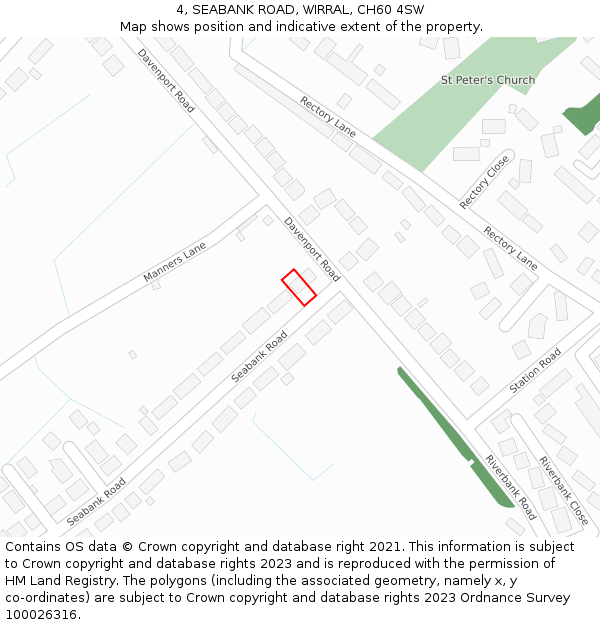 4, SEABANK ROAD, WIRRAL, CH60 4SW: Location map and indicative extent of plot