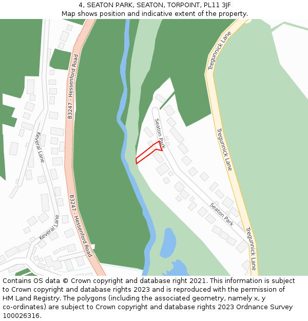 4, SEATON PARK, SEATON, TORPOINT, PL11 3JF: Location map and indicative extent of plot