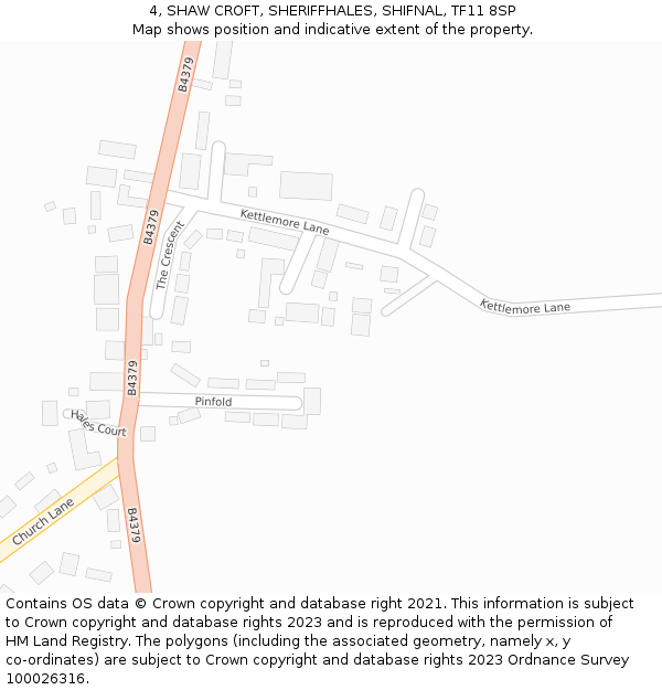 4, SHAW CROFT, SHERIFFHALES, SHIFNAL, TF11 8SP: Location map and indicative extent of plot