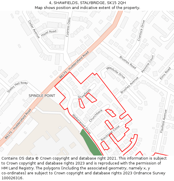 4, SHAWFIELDS, STALYBRIDGE, SK15 2QH: Location map and indicative extent of plot