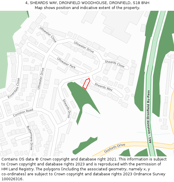 4, SHEARDS WAY, DRONFIELD WOODHOUSE, DRONFIELD, S18 8NH: Location map and indicative extent of plot