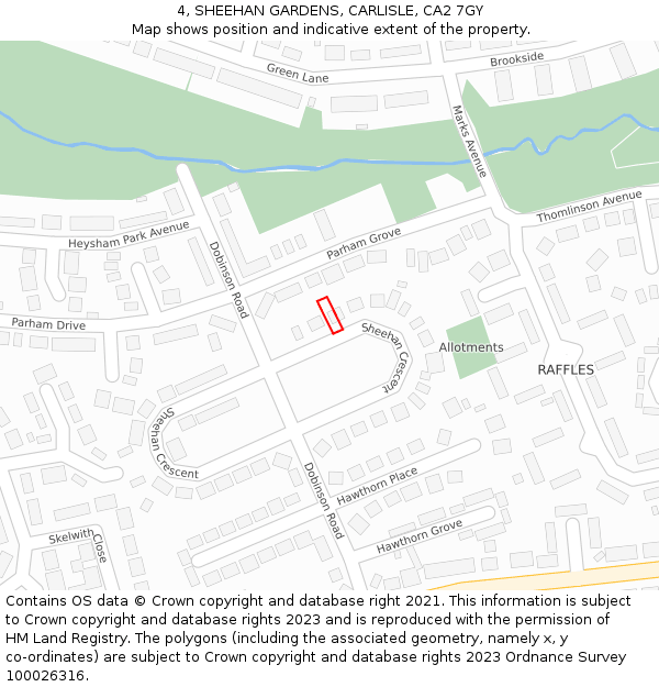 4, SHEEHAN GARDENS, CARLISLE, CA2 7GY: Location map and indicative extent of plot