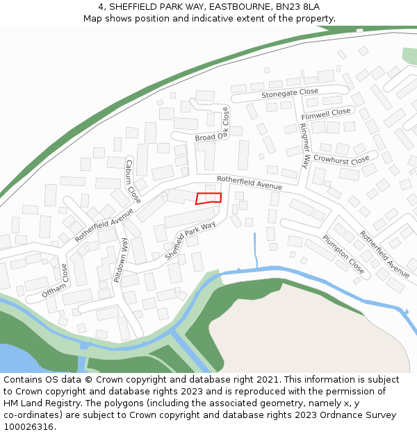 4, SHEFFIELD PARK WAY, EASTBOURNE, BN23 8LA: Location map and indicative extent of plot