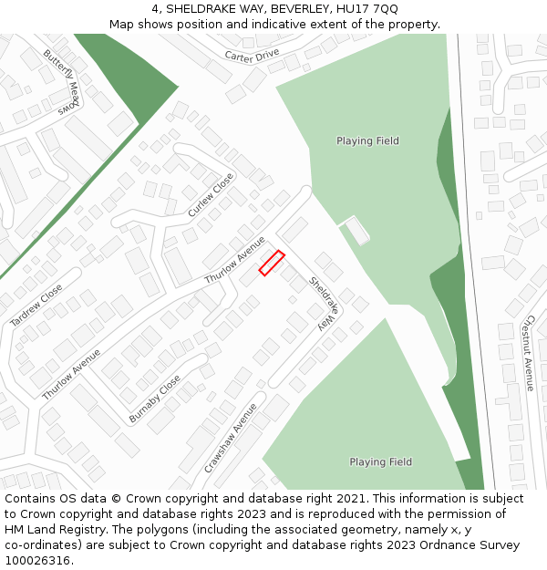 4, SHELDRAKE WAY, BEVERLEY, HU17 7QQ: Location map and indicative extent of plot