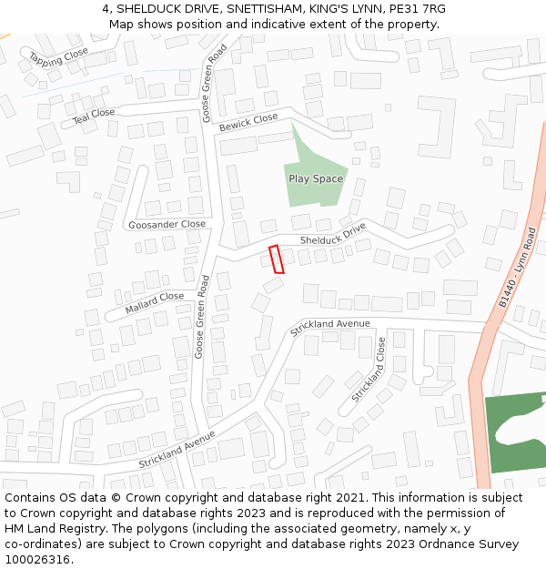 4, SHELDUCK DRIVE, SNETTISHAM, KING'S LYNN, PE31 7RG: Location map and indicative extent of plot