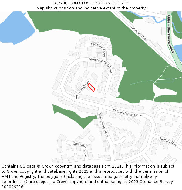 4, SHEPTON CLOSE, BOLTON, BL1 7TB: Location map and indicative extent of plot