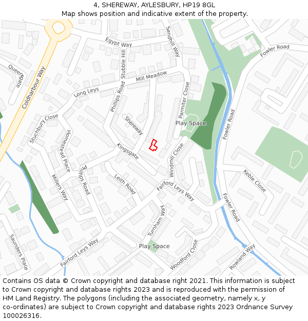 4, SHEREWAY, AYLESBURY, HP19 8GL: Location map and indicative extent of plot