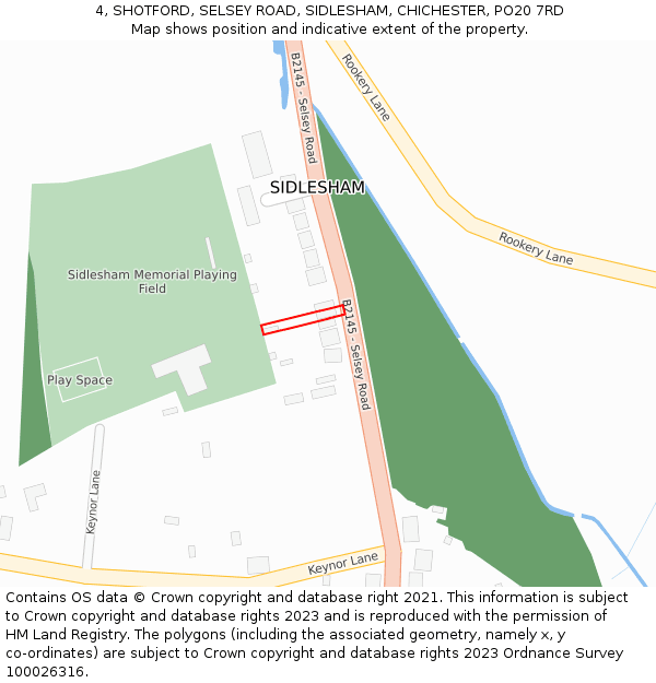 4, SHOTFORD, SELSEY ROAD, SIDLESHAM, CHICHESTER, PO20 7RD: Location map and indicative extent of plot