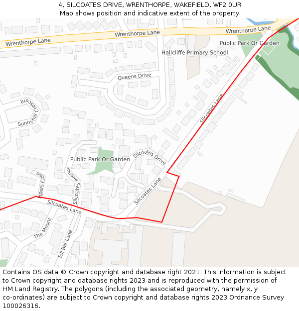 4, SILCOATES DRIVE, WRENTHORPE, WAKEFIELD, WF2 0UR: Location map and indicative extent of plot