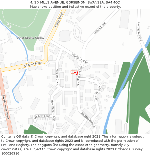 4, SIX MILLS AVENUE, GORSEINON, SWANSEA, SA4 4QD: Location map and indicative extent of plot