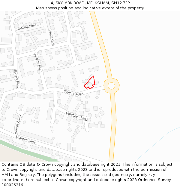 4, SKYLARK ROAD, MELKSHAM, SN12 7FP: Location map and indicative extent of plot