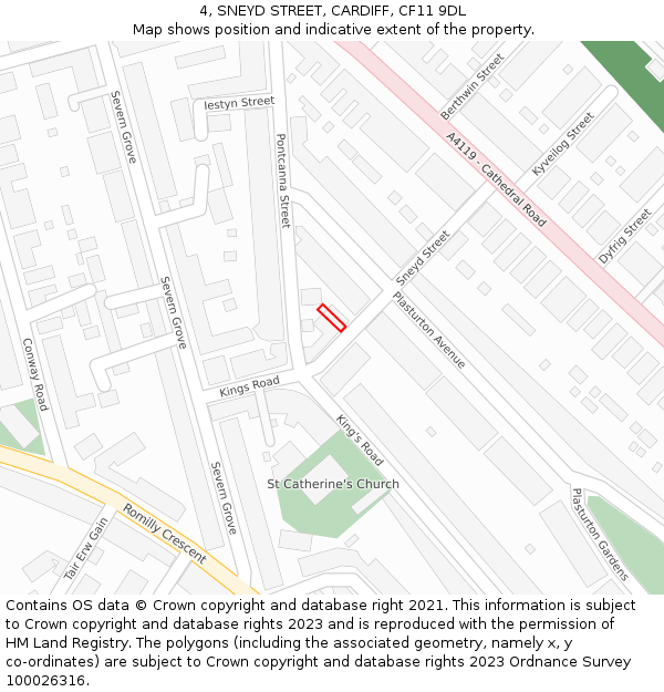 4, SNEYD STREET, CARDIFF, CF11 9DL: Location map and indicative extent of plot