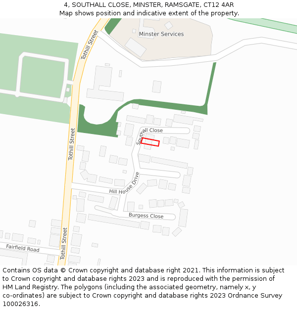 4, SOUTHALL CLOSE, MINSTER, RAMSGATE, CT12 4AR: Location map and indicative extent of plot