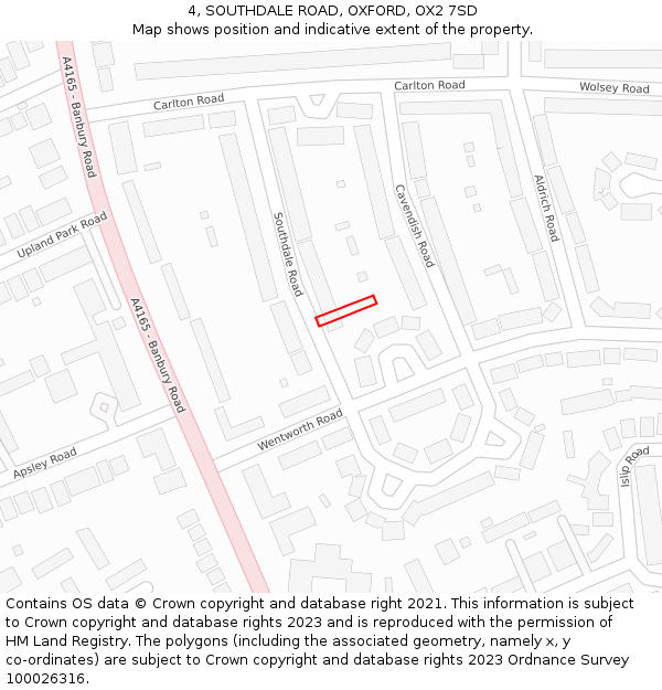 4, SOUTHDALE ROAD, OXFORD, OX2 7SD: Location map and indicative extent of plot