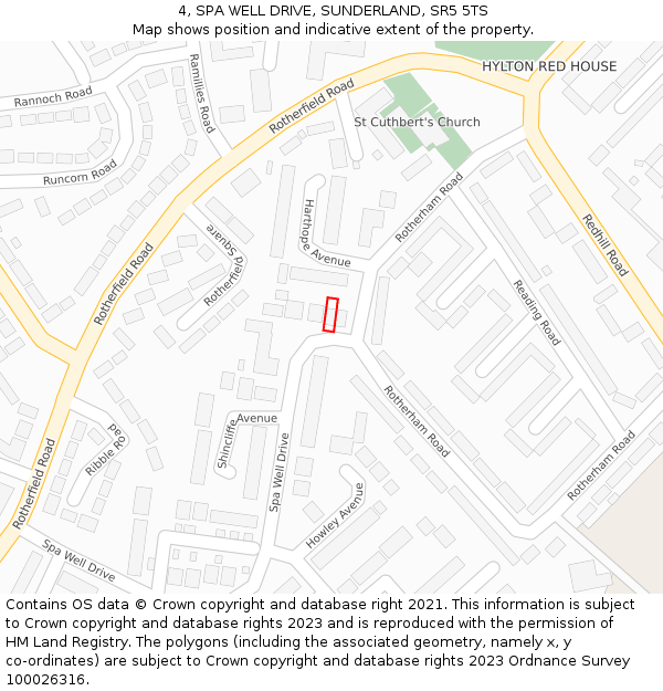 4, SPA WELL DRIVE, SUNDERLAND, SR5 5TS: Location map and indicative extent of plot