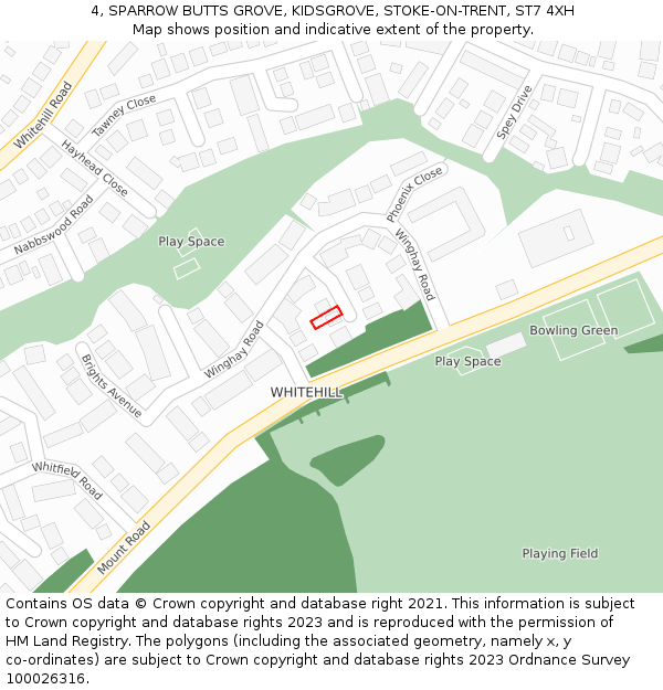 4, SPARROW BUTTS GROVE, KIDSGROVE, STOKE-ON-TRENT, ST7 4XH: Location map and indicative extent of plot