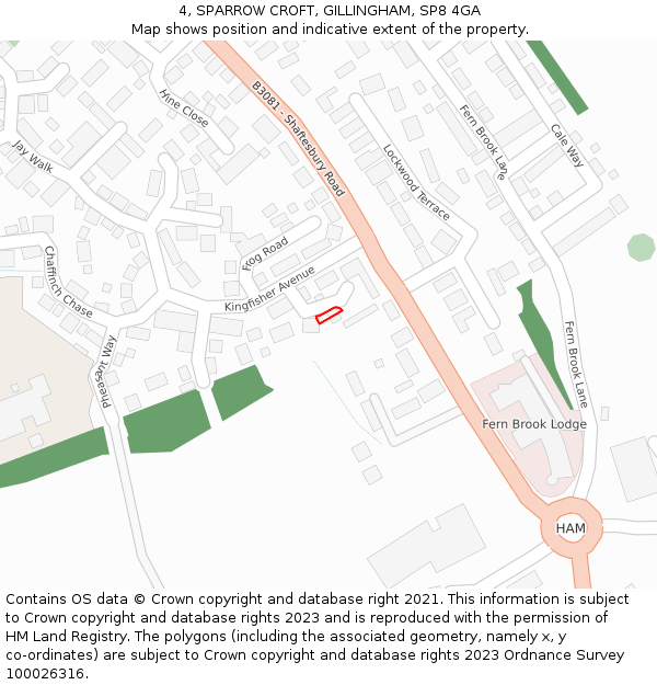 4, SPARROW CROFT, GILLINGHAM, SP8 4GA: Location map and indicative extent of plot