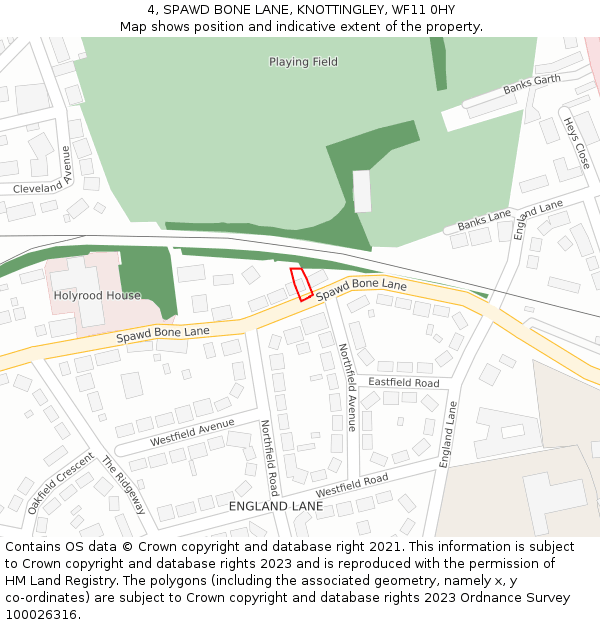 4, SPAWD BONE LANE, KNOTTINGLEY, WF11 0HY: Location map and indicative extent of plot