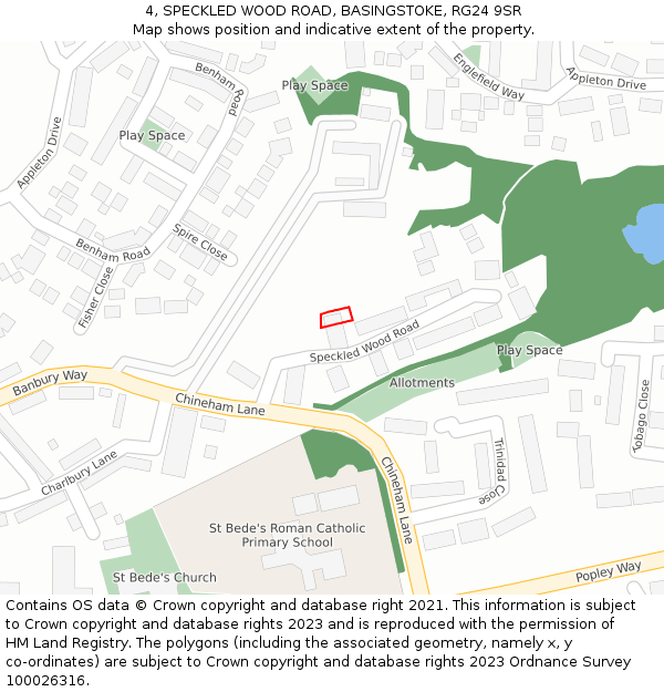 4, SPECKLED WOOD ROAD, BASINGSTOKE, RG24 9SR: Location map and indicative extent of plot