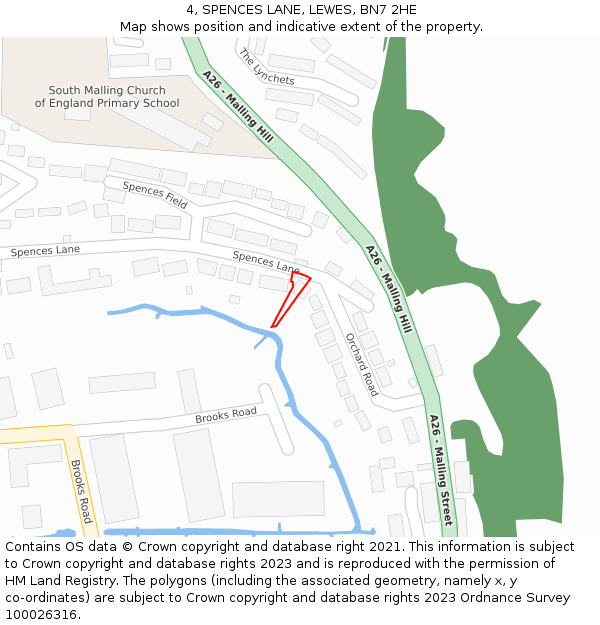 4, SPENCES LANE, LEWES, BN7 2HE: Location map and indicative extent of plot