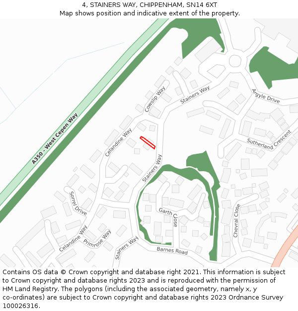 4, STAINERS WAY, CHIPPENHAM, SN14 6XT: Location map and indicative extent of plot