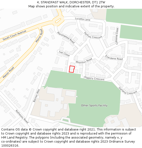 4, STANDFAST WALK, DORCHESTER, DT1 2TW: Location map and indicative extent of plot