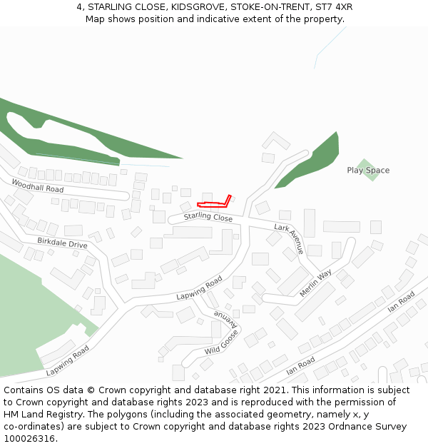 4, STARLING CLOSE, KIDSGROVE, STOKE-ON-TRENT, ST7 4XR: Location map and indicative extent of plot