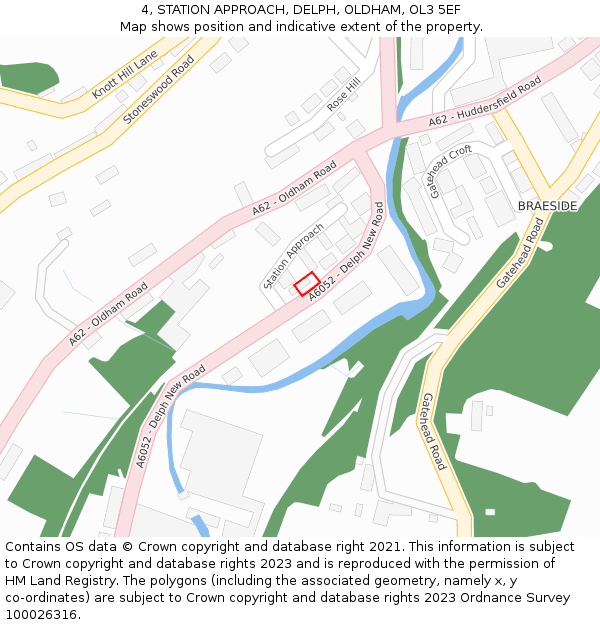 4, STATION APPROACH, DELPH, OLDHAM, OL3 5EF: Location map and indicative extent of plot