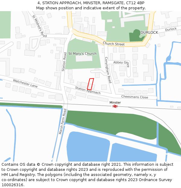 4, STATION APPROACH, MINSTER, RAMSGATE, CT12 4BP: Location map and indicative extent of plot