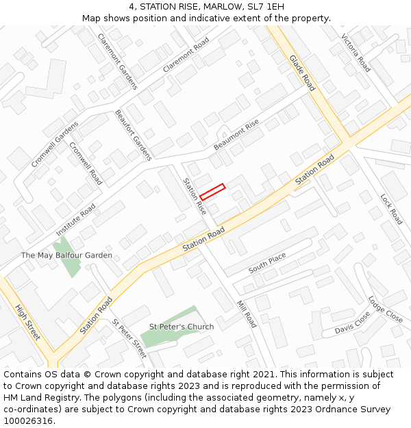 4, STATION RISE, MARLOW, SL7 1EH: Location map and indicative extent of plot