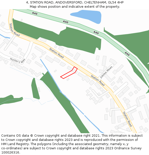 4, STATION ROAD, ANDOVERSFORD, CHELTENHAM, GL54 4HP: Location map and indicative extent of plot