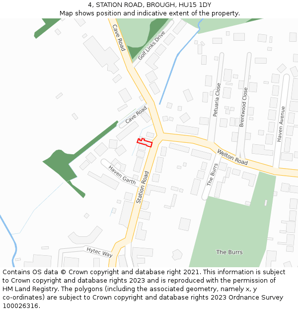 4, STATION ROAD, BROUGH, HU15 1DY: Location map and indicative extent of plot