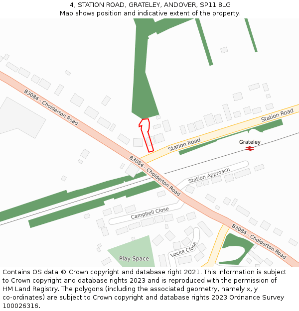 4, STATION ROAD, GRATELEY, ANDOVER, SP11 8LG: Location map and indicative extent of plot