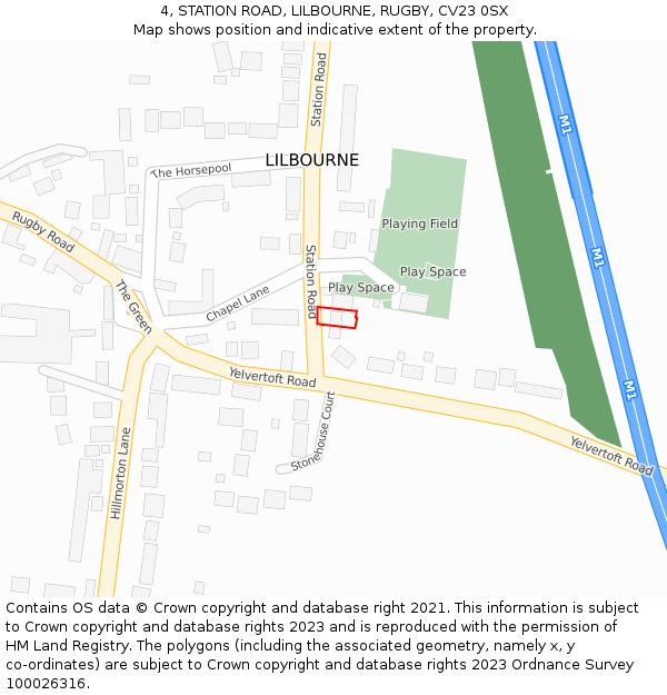 4, STATION ROAD, LILBOURNE, RUGBY, CV23 0SX: Location map and indicative extent of plot