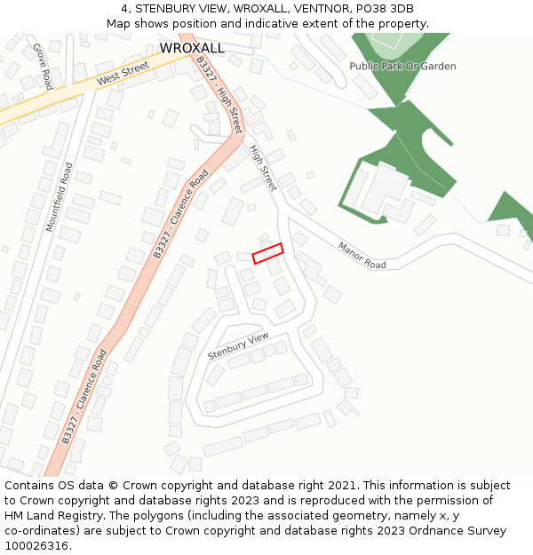 4, STENBURY VIEW, WROXALL, VENTNOR, PO38 3DB: Location map and indicative extent of plot