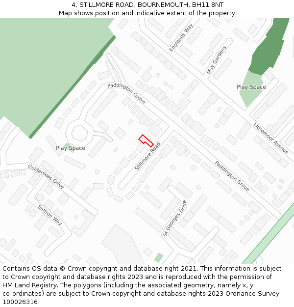 4, STILLMORE ROAD, BOURNEMOUTH, BH11 8NT: Location map and indicative extent of plot