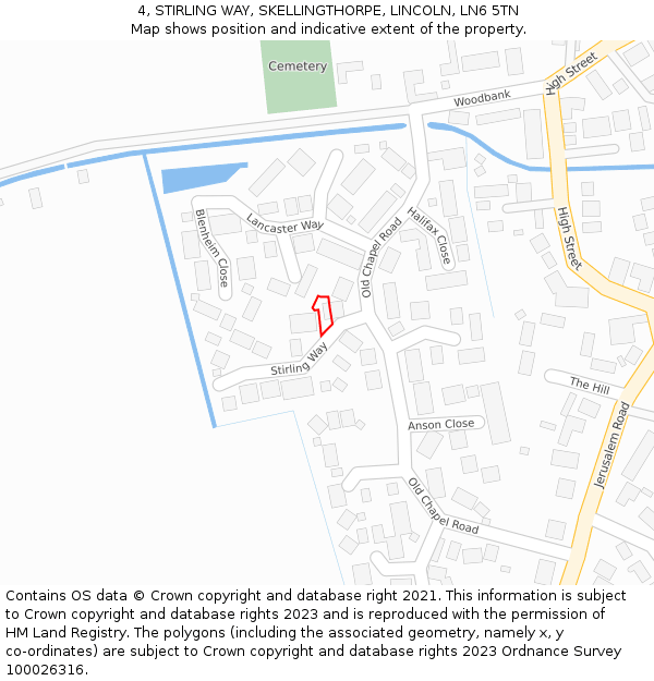 4, STIRLING WAY, SKELLINGTHORPE, LINCOLN, LN6 5TN: Location map and indicative extent of plot