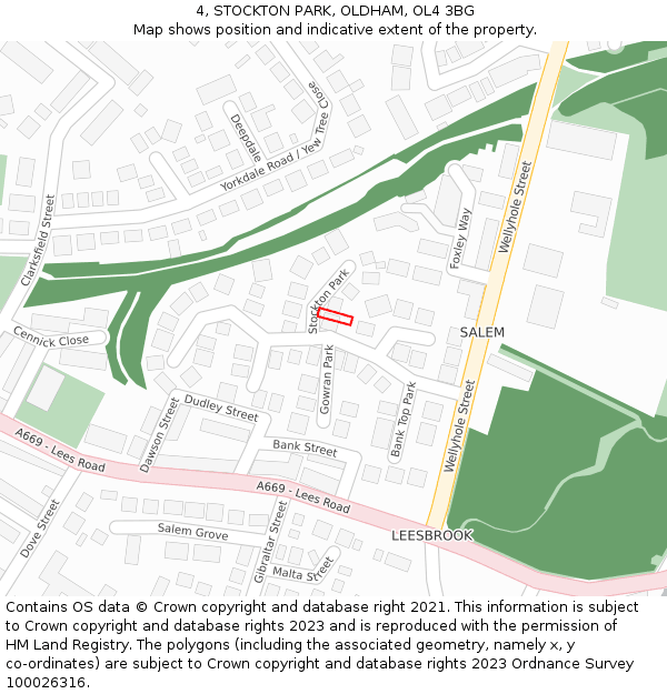 4, STOCKTON PARK, OLDHAM, OL4 3BG: Location map and indicative extent of plot