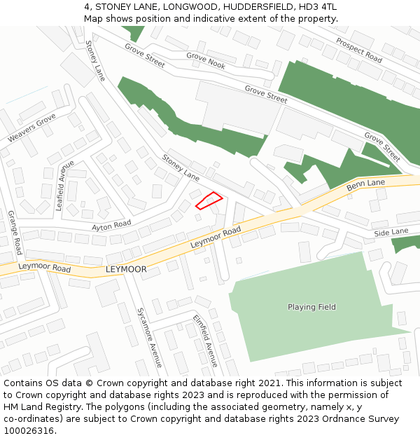 4, STONEY LANE, LONGWOOD, HUDDERSFIELD, HD3 4TL: Location map and indicative extent of plot