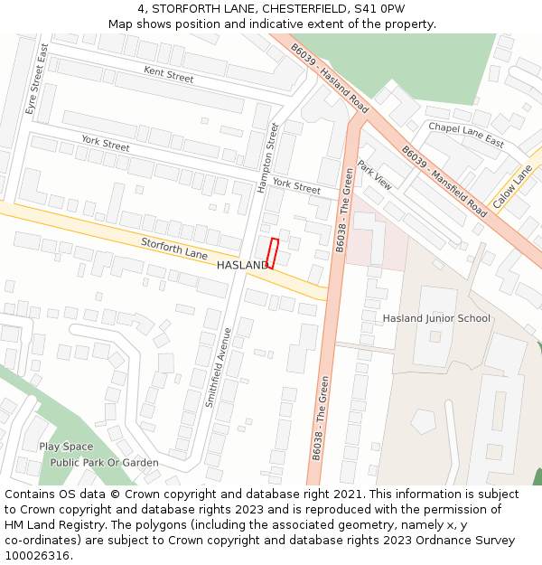 4, STORFORTH LANE, CHESTERFIELD, S41 0PW: Location map and indicative extent of plot