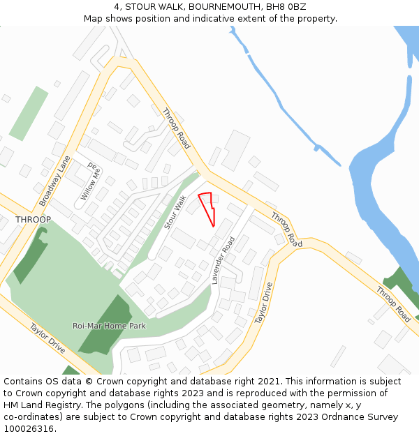 4, STOUR WALK, BOURNEMOUTH, BH8 0BZ: Location map and indicative extent of plot