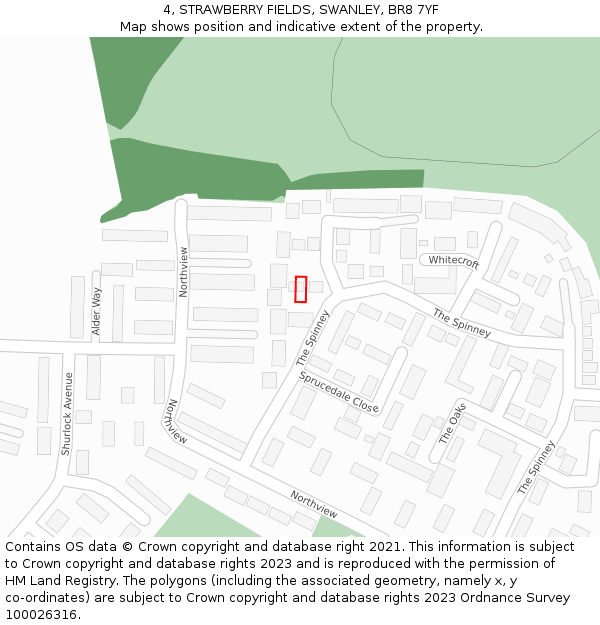 4, STRAWBERRY FIELDS, SWANLEY, BR8 7YF: Location map and indicative extent of plot