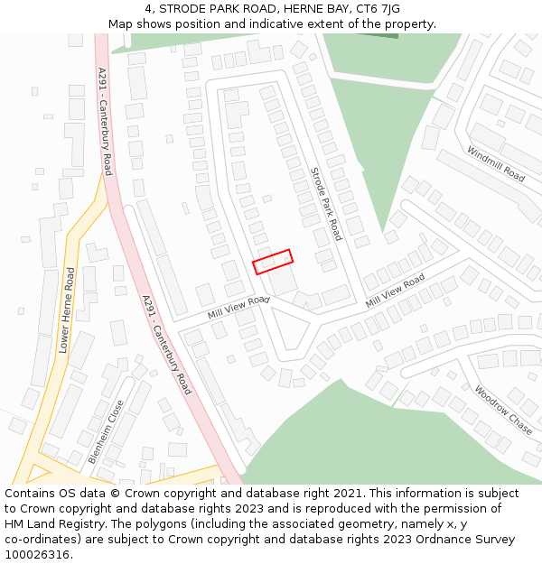 4, STRODE PARK ROAD, HERNE BAY, CT6 7JG: Location map and indicative extent of plot