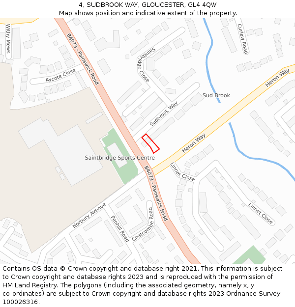4, SUDBROOK WAY, GLOUCESTER, GL4 4QW: Location map and indicative extent of plot