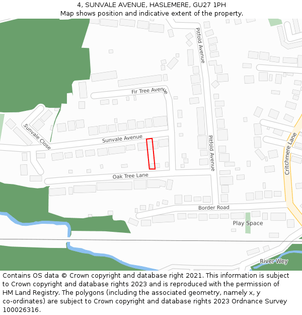 4, SUNVALE AVENUE, HASLEMERE, GU27 1PH: Location map and indicative extent of plot