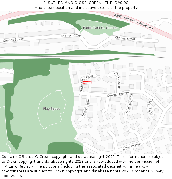 4, SUTHERLAND CLOSE, GREENHITHE, DA9 9QJ: Location map and indicative extent of plot
