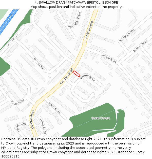 4, SWALLOW DRIVE, PATCHWAY, BRISTOL, BS34 5RE: Location map and indicative extent of plot