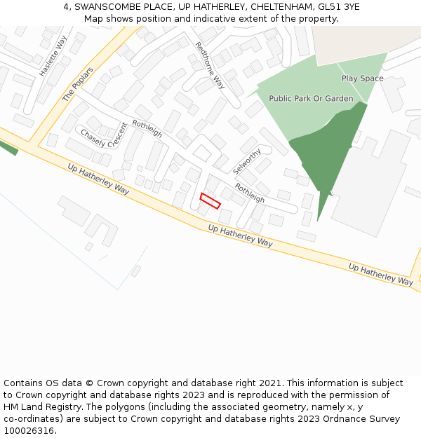 4, SWANSCOMBE PLACE, UP HATHERLEY, CHELTENHAM, GL51 3YE: Location map and indicative extent of plot